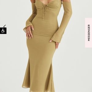 Naomi- House of CB- Olive Halter Midi Dress- Size M